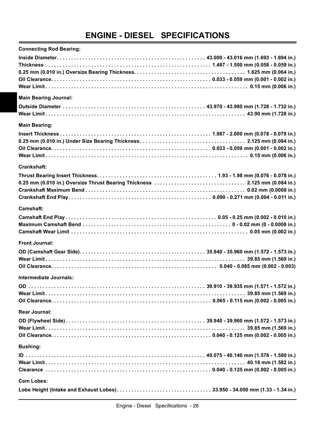 engine diesel specifications 3