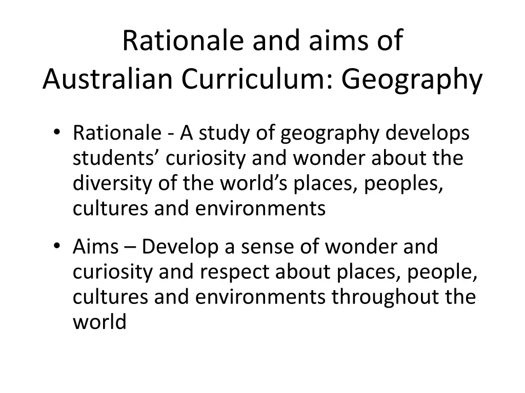 rationale and aims of australian curriculum