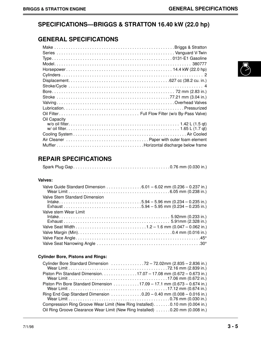 general specifications 1