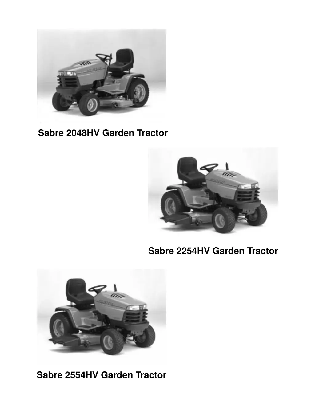 sabre 2048hv garden tractor