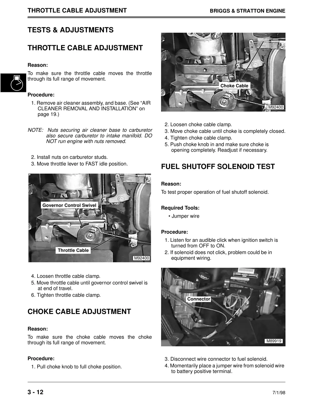 throttle cable adjustment