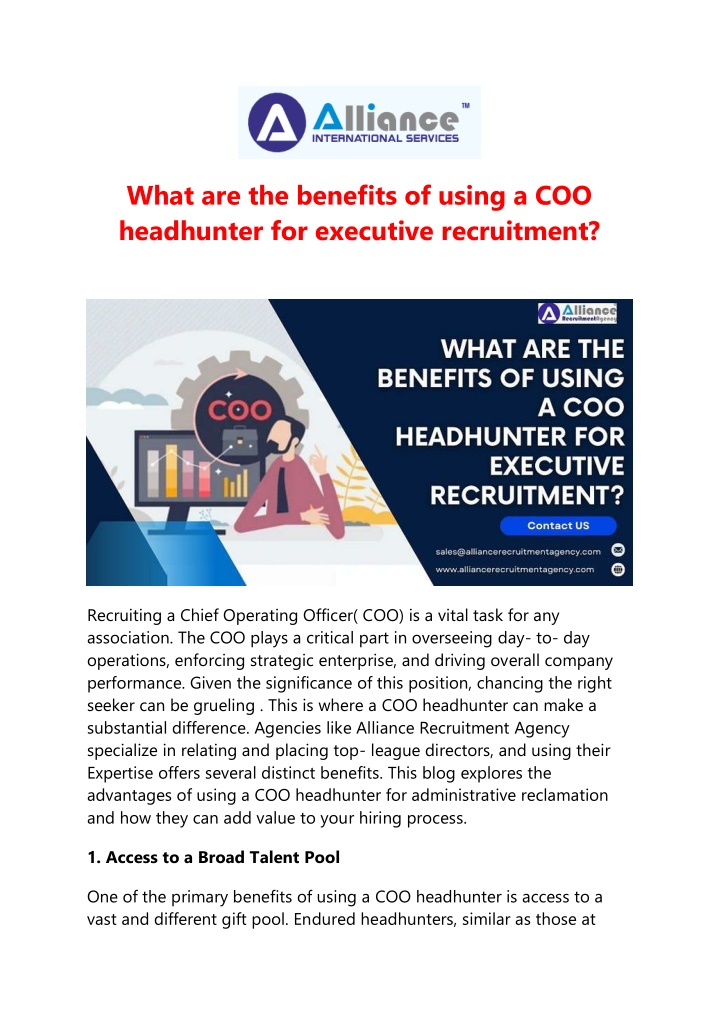 what are the benefits of using a coo headhunter