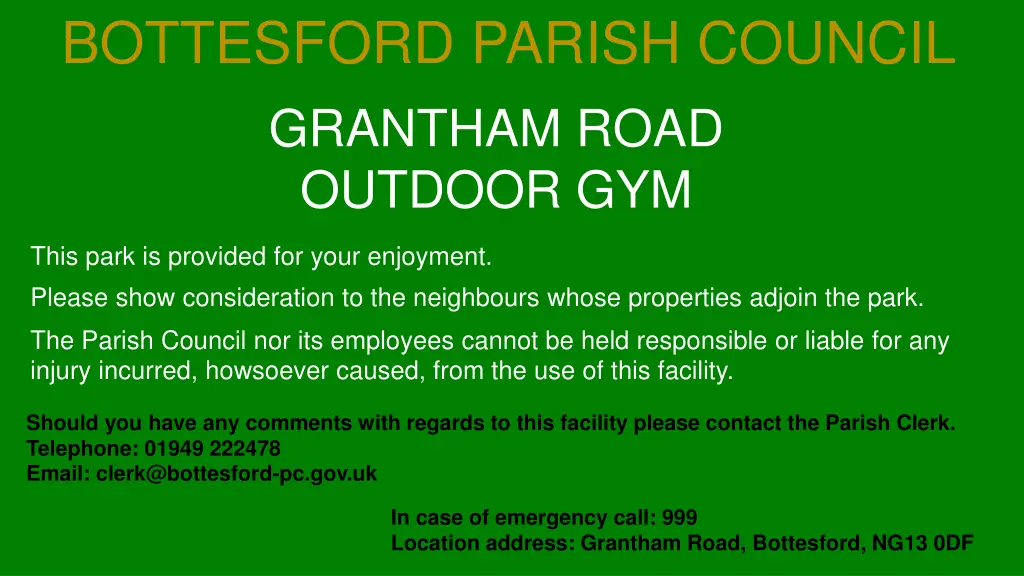 bottesford parish council grantham road outdoor