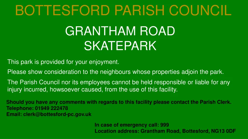 bottesford parish council grantham road skatepark