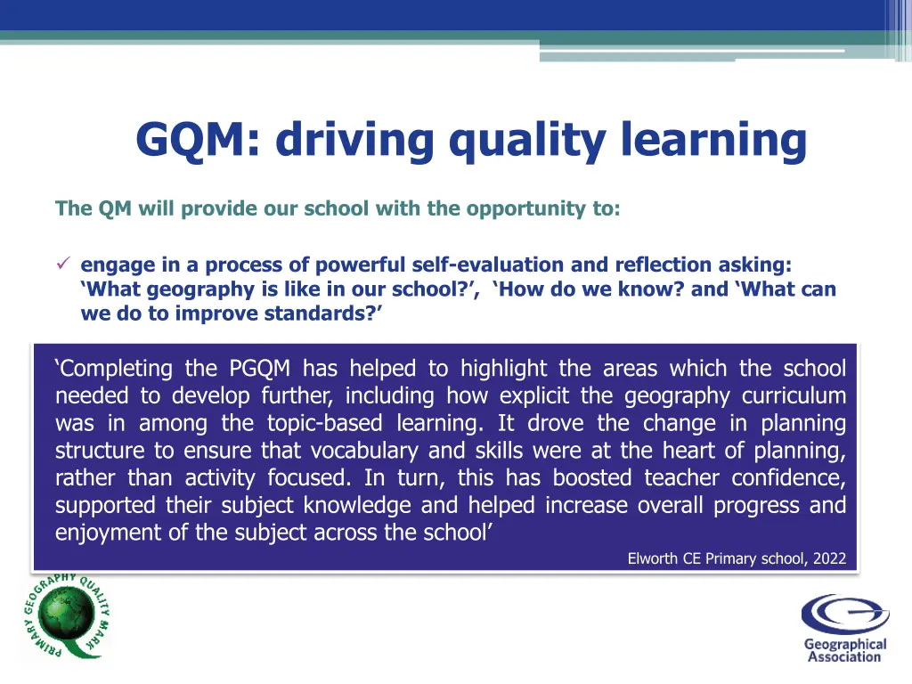 gqm driving quality learning