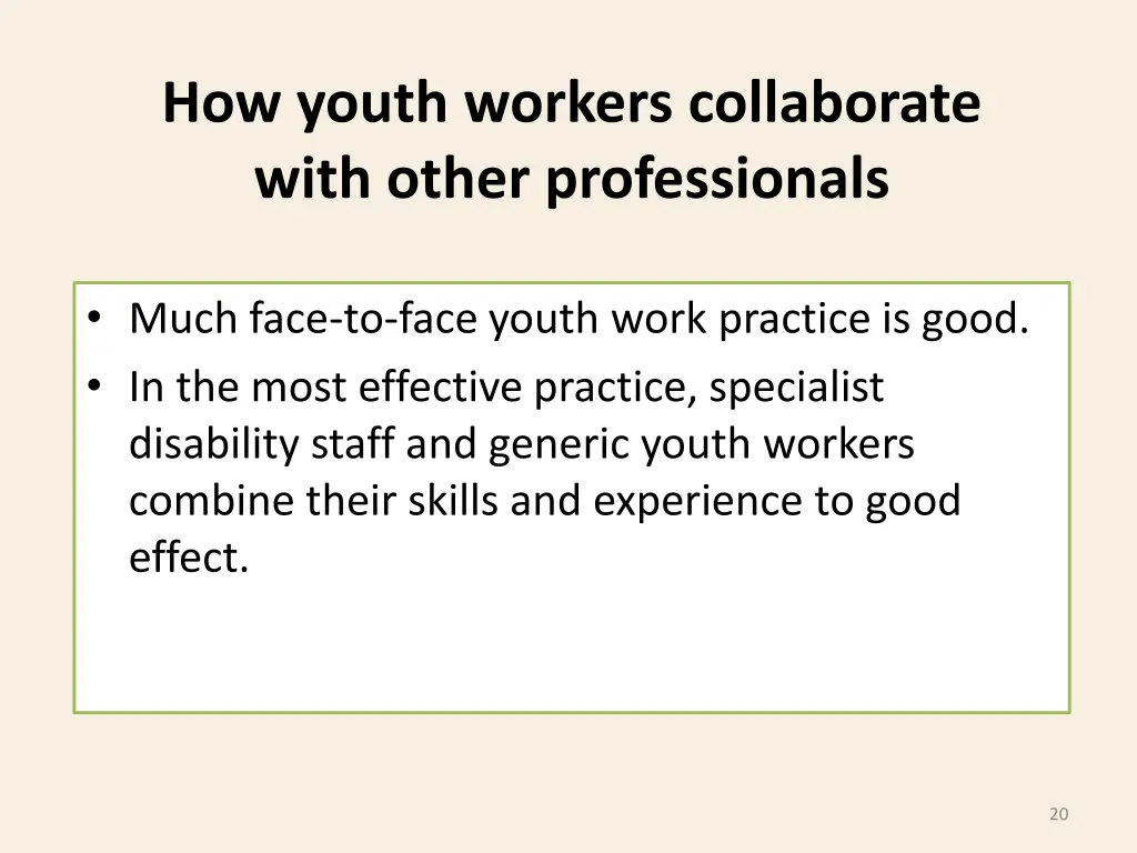 how youth workers collaborate with other