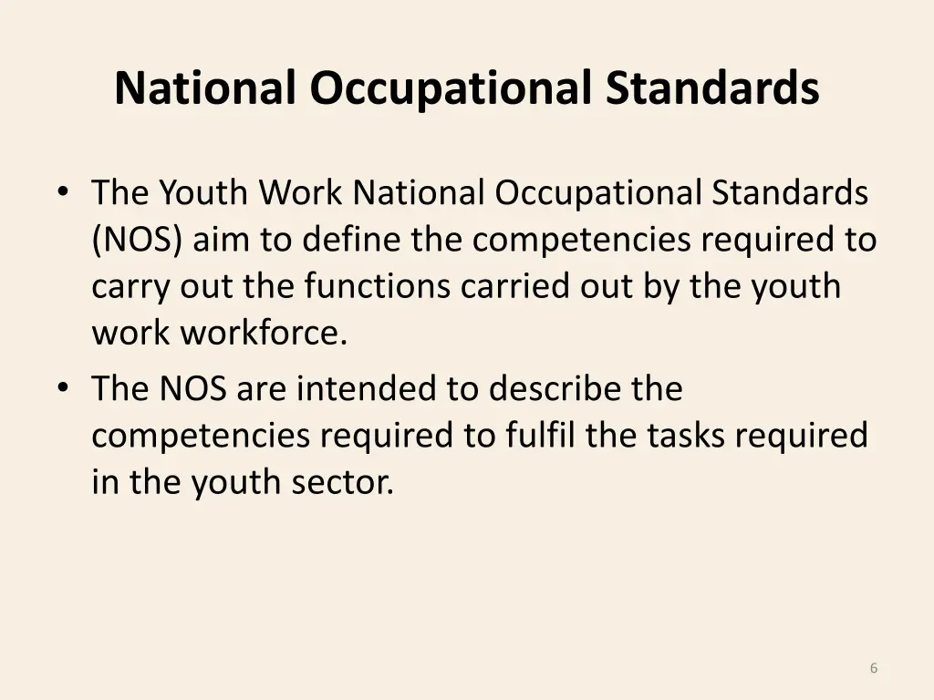 national occupational standards