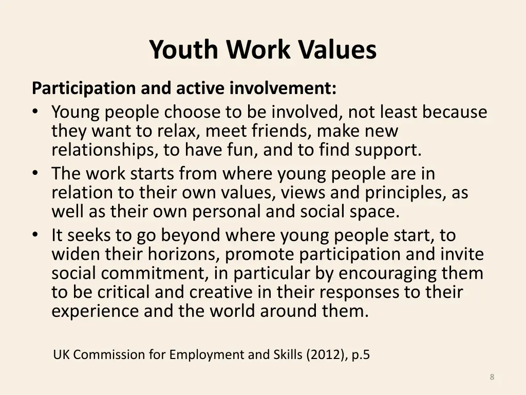 youth work values