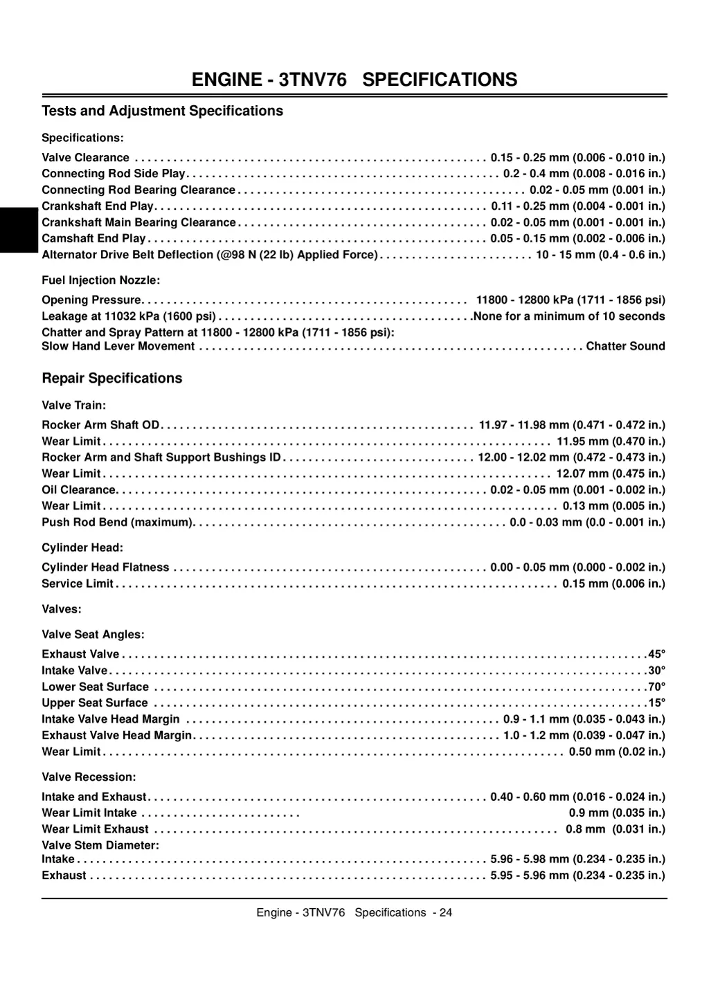 engine 3tnv76 specifications 1