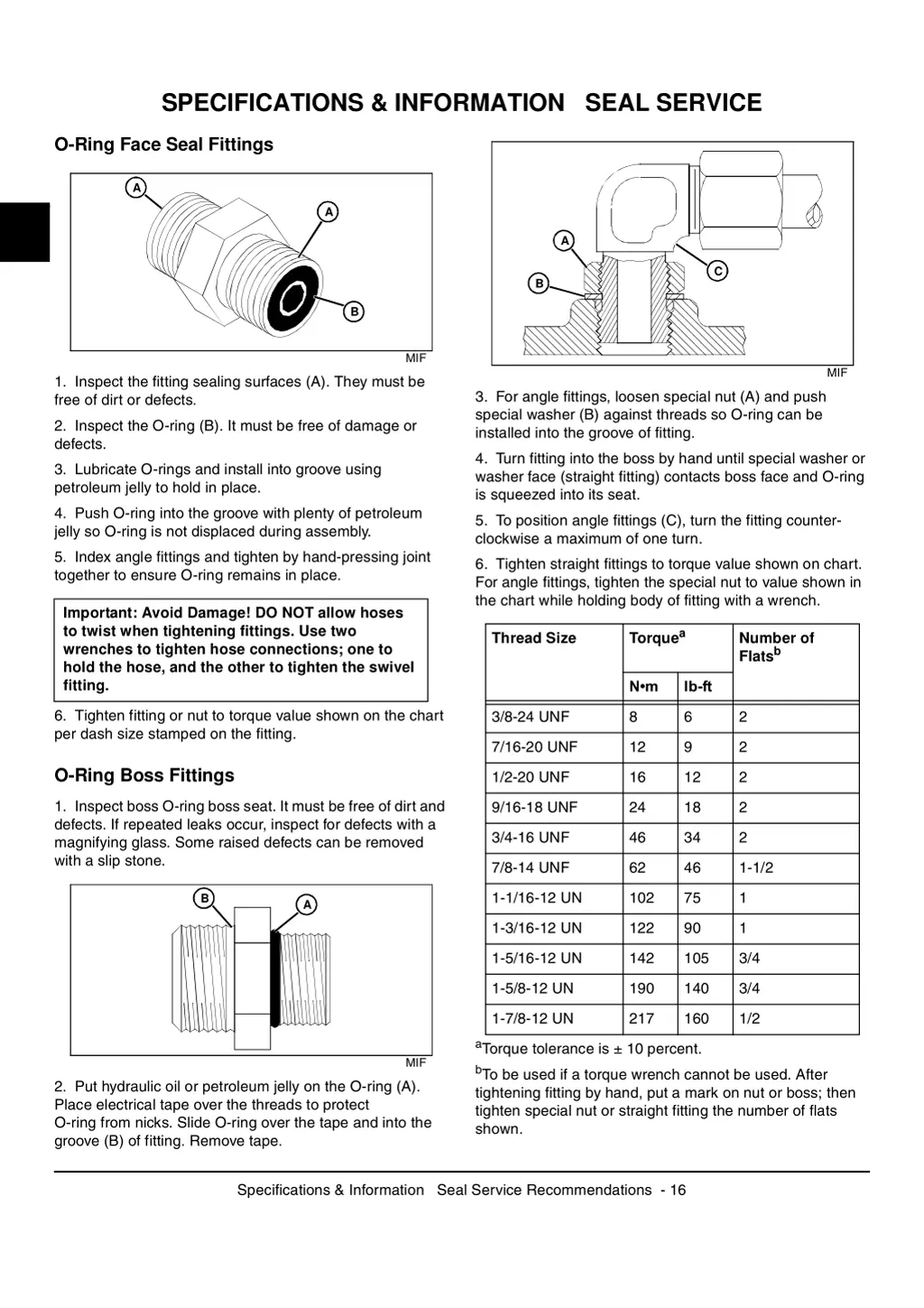 specifications information seal service 2