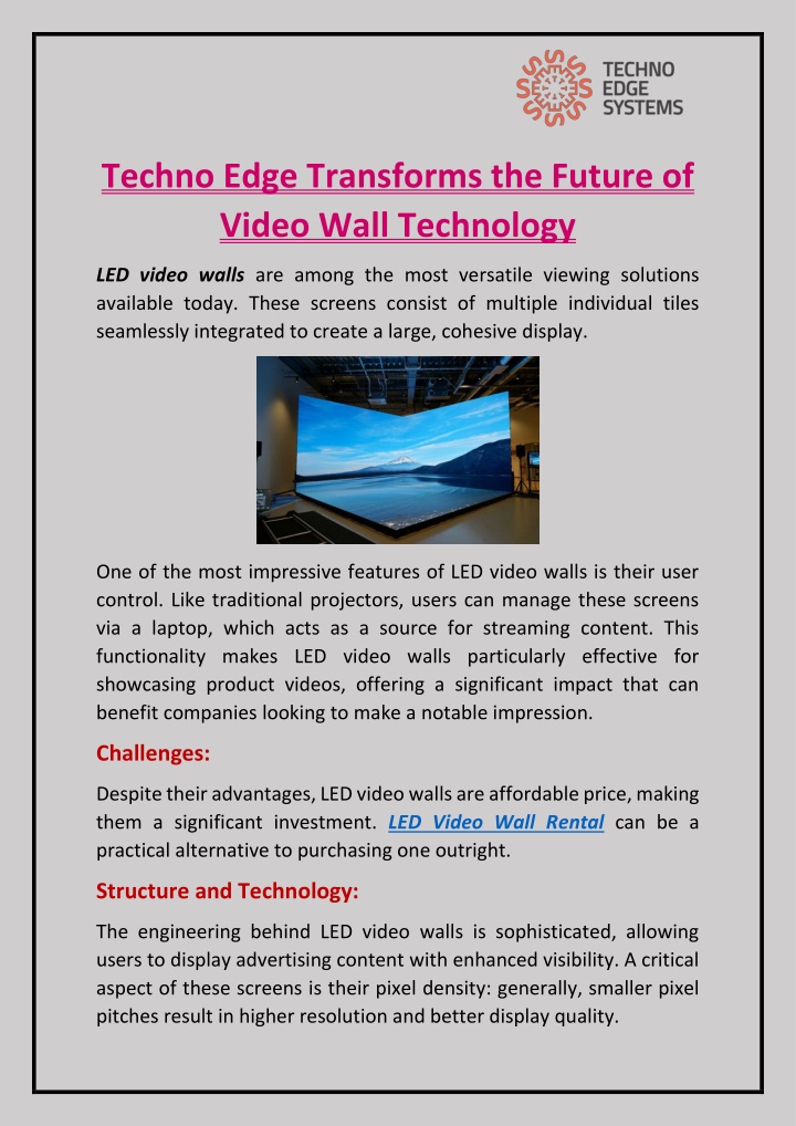 techno edge transforms the future of video wall