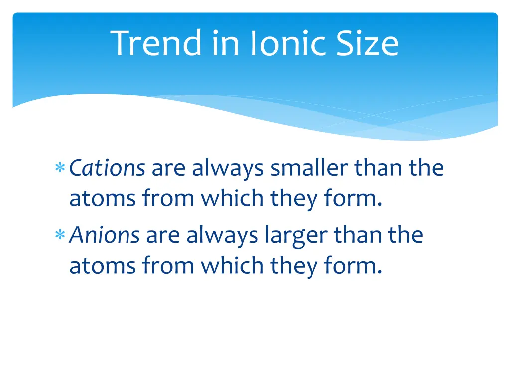 trend in ionic size