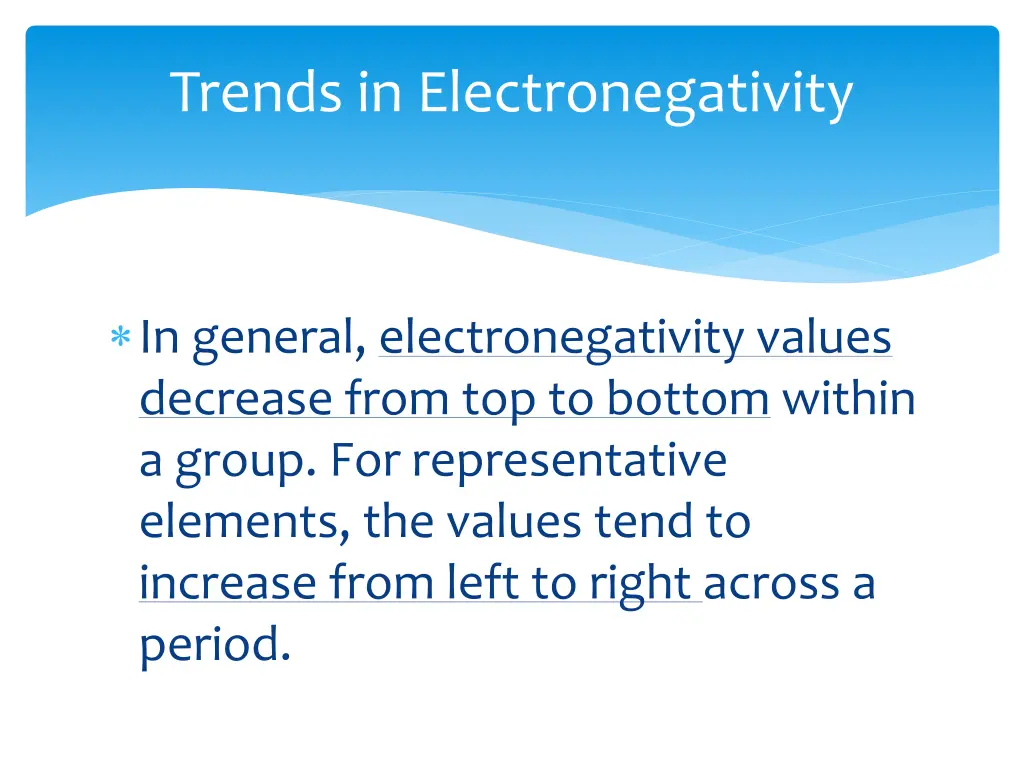 trends in electronegativity