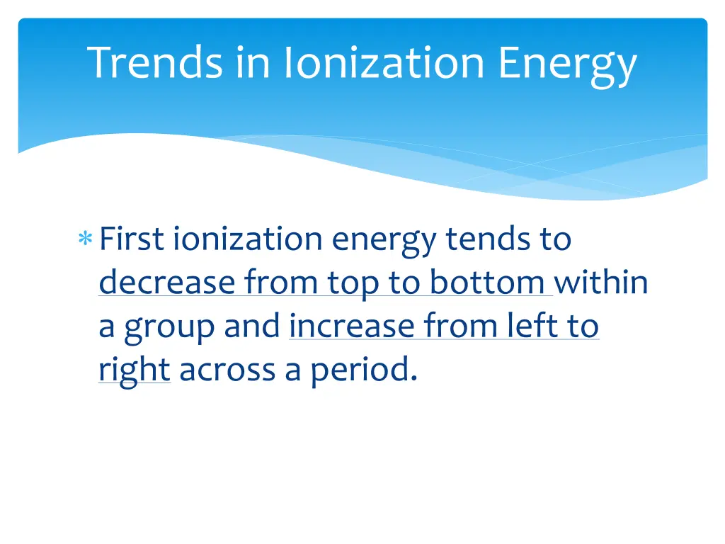 trends in ionization energy