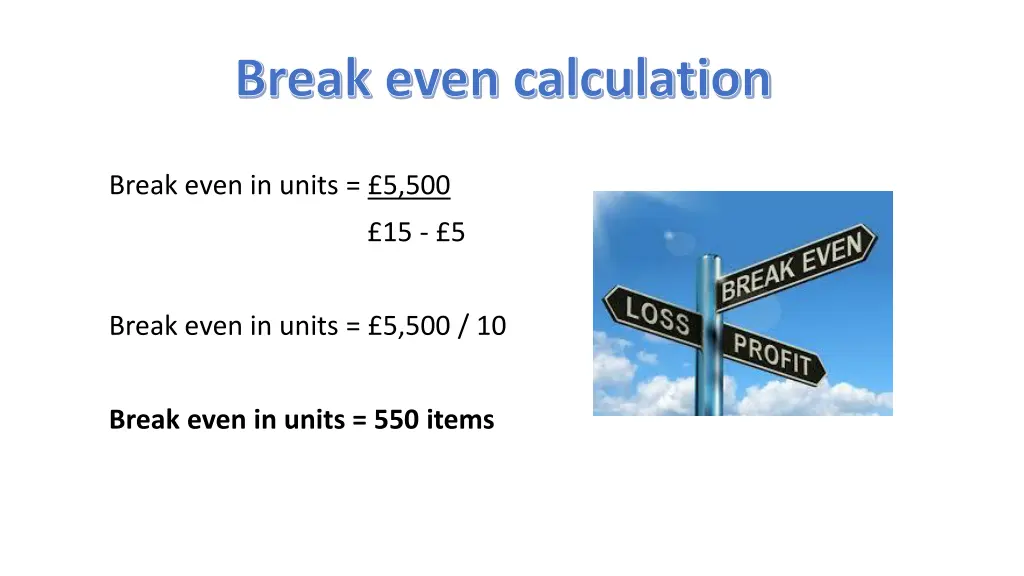 break even calculation