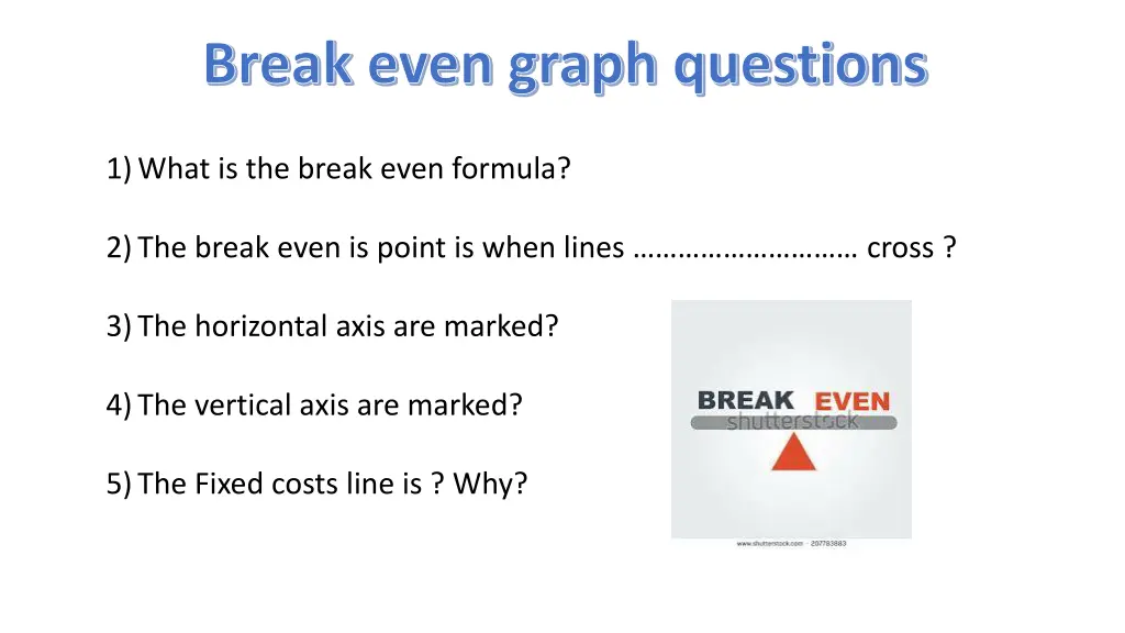 break even graph questions