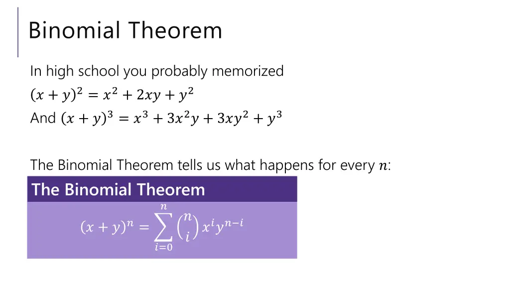 binomial theorem