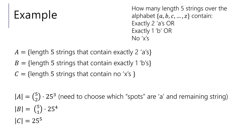 how many length 5 strings over the alphabet