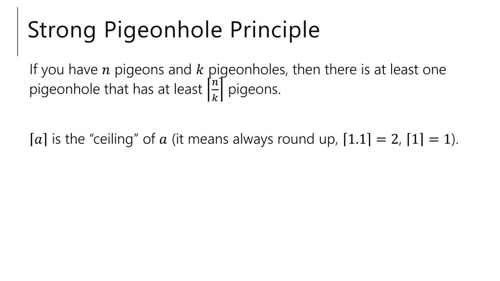 strong pigeonhole principle