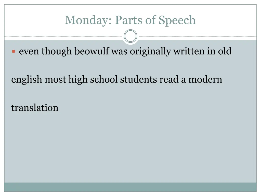 monday parts of speech