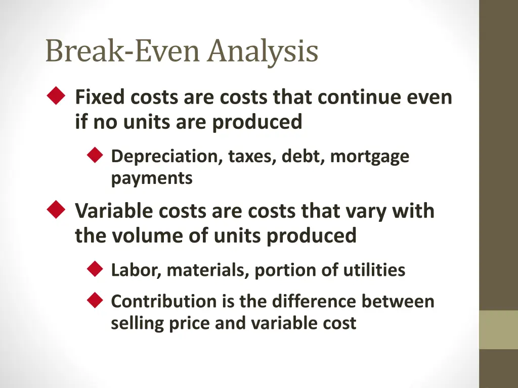 break even analysis 1