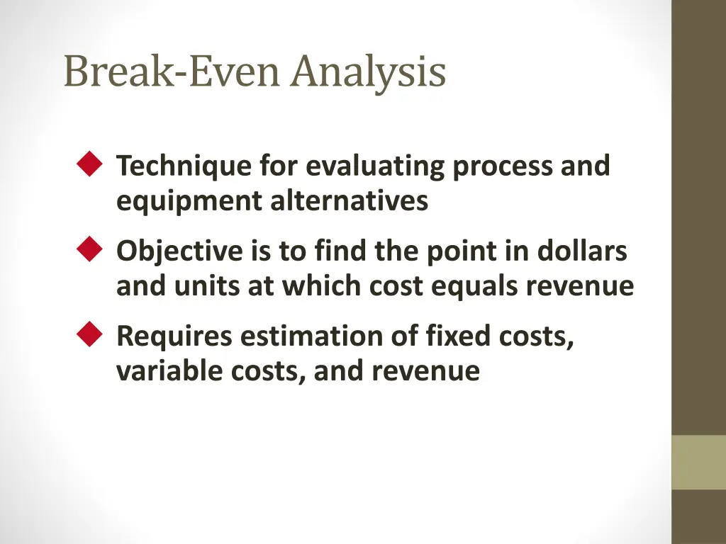 break even analysis