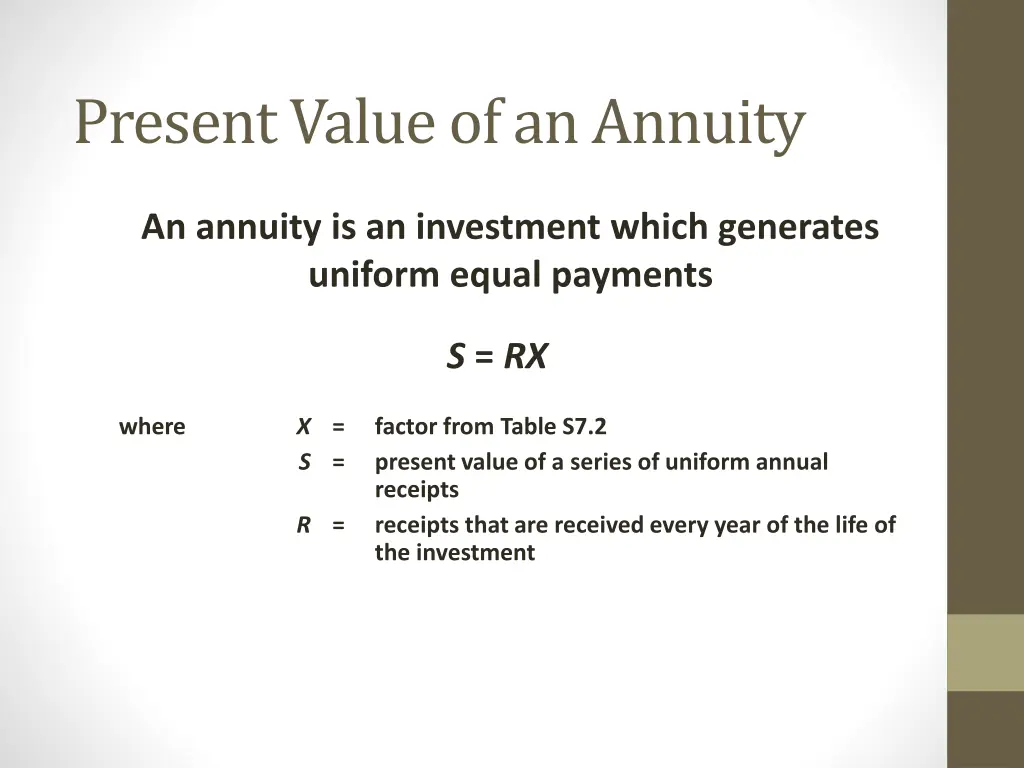 present value of an annuity