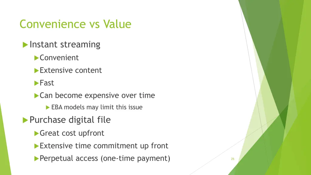 convenience vs value