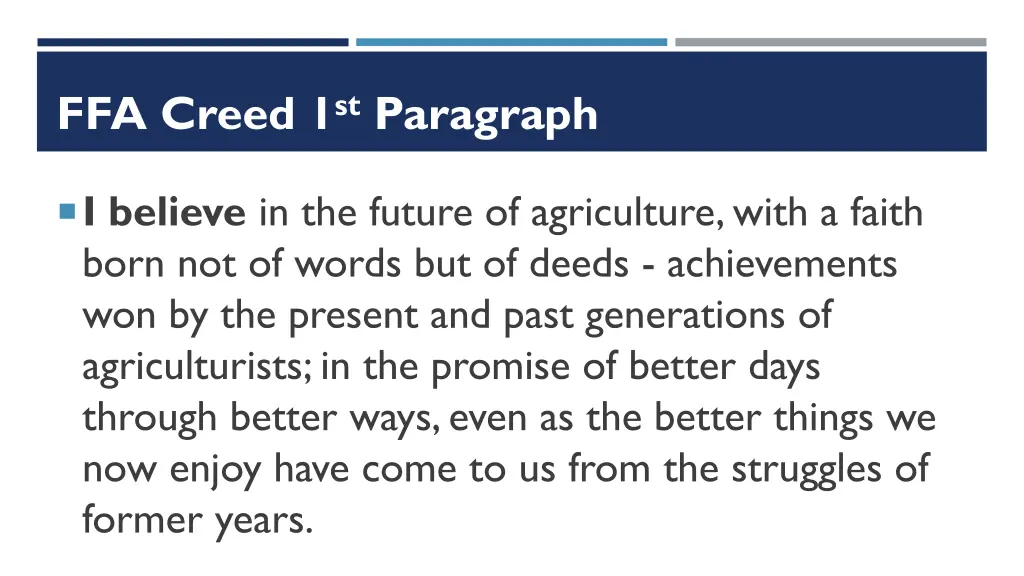 ffa creed 1 st paragraph 1