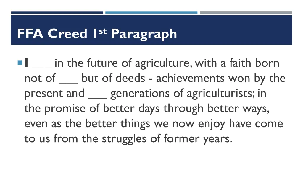 ffa creed 1 st paragraph 2