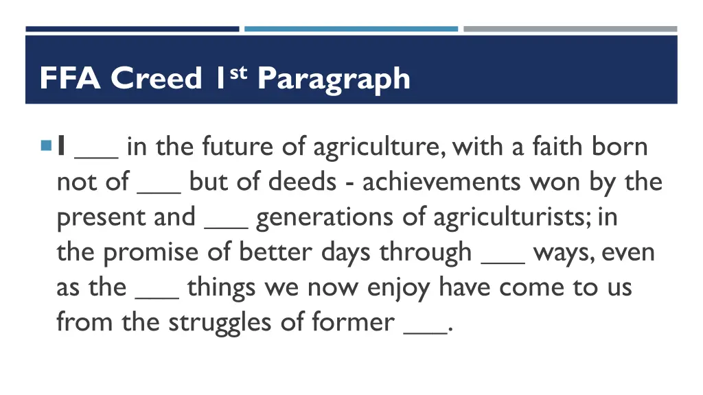 ffa creed 1 st paragraph 3