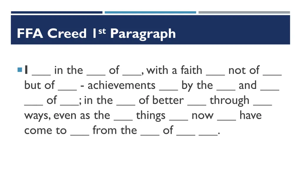 ffa creed 1 st paragraph 8