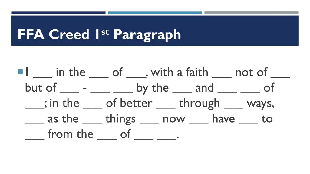 ffa creed 1 st paragraph 9