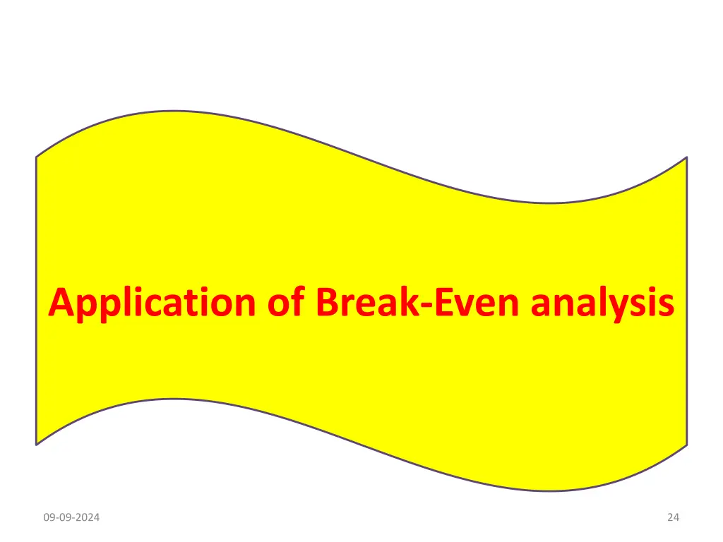 application of break even analysis