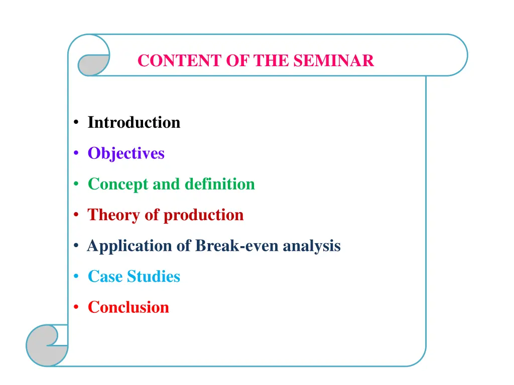 content of the seminar