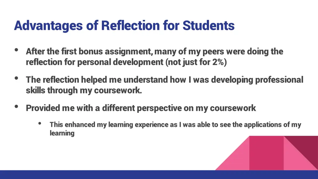 advantages of reflection for students