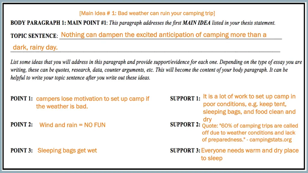 main idea 1 bad weather can ruin your camping