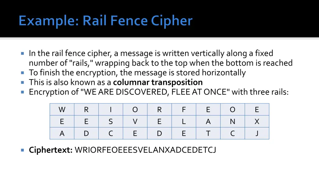 in the rail fence cipher a message is written