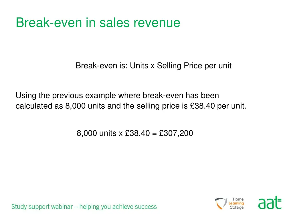 break even in sales revenue