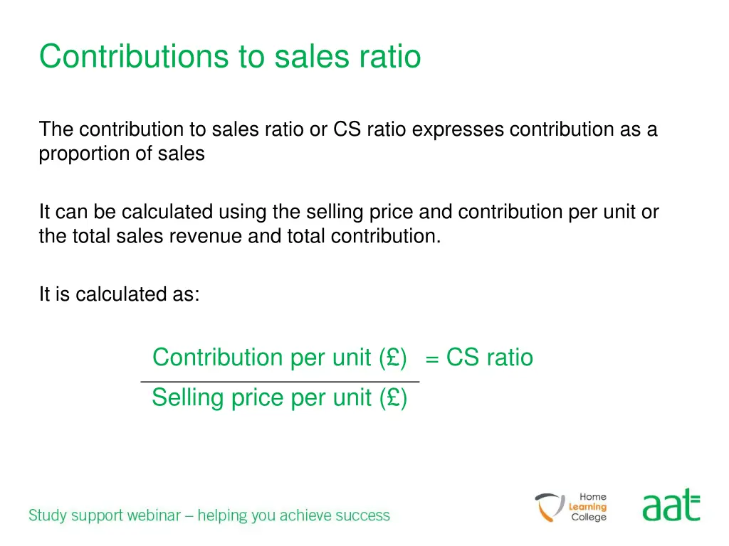 contributions to sales ratio