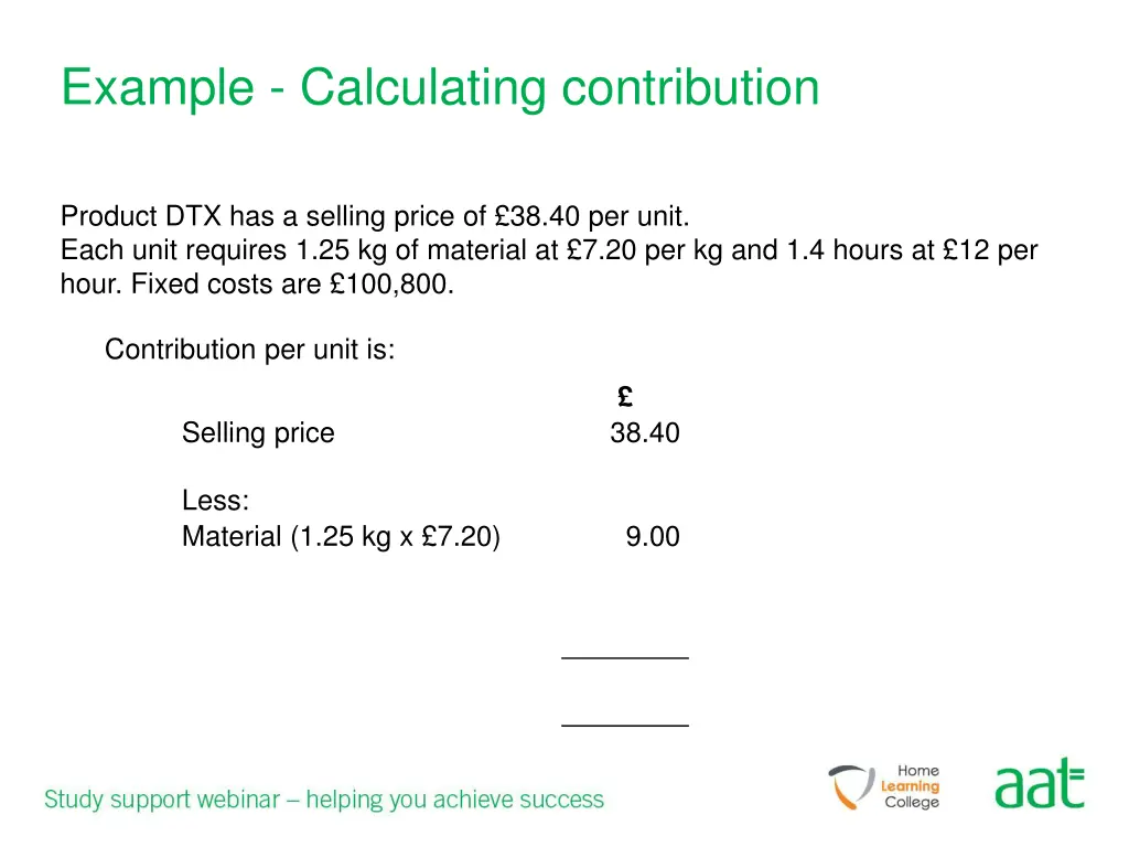 example calculating contribution 1