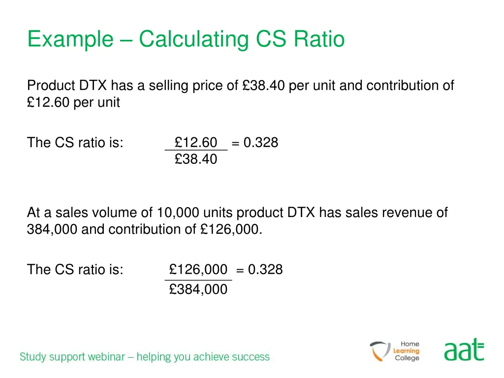 example calculating cs ratio