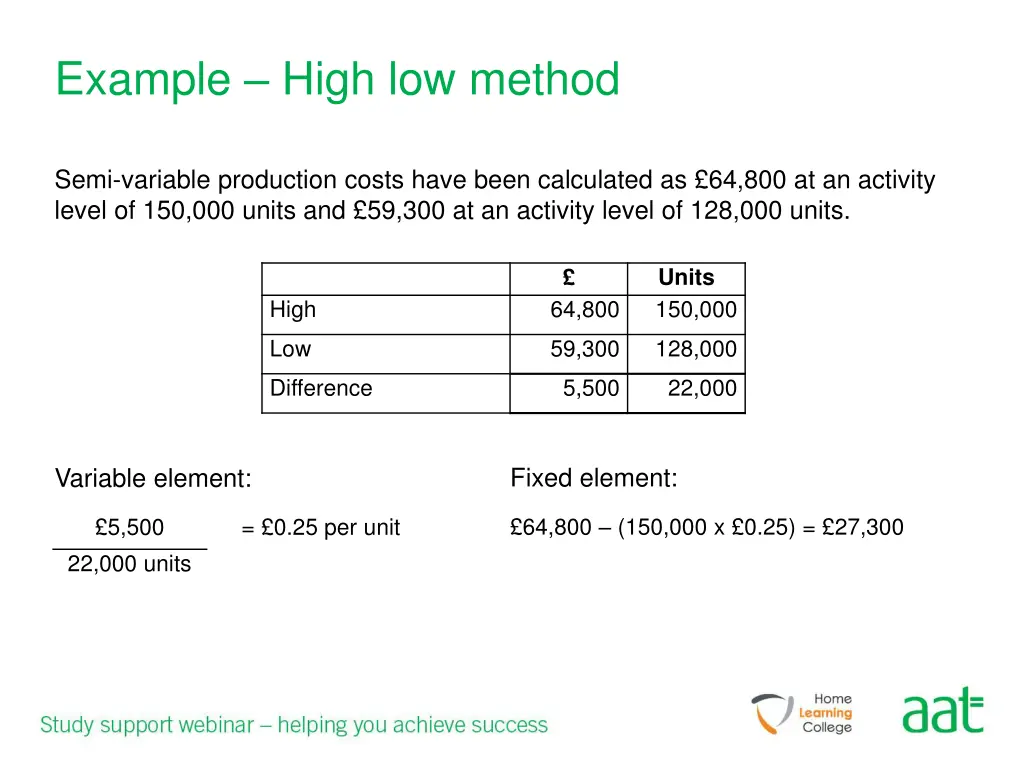 example high low method