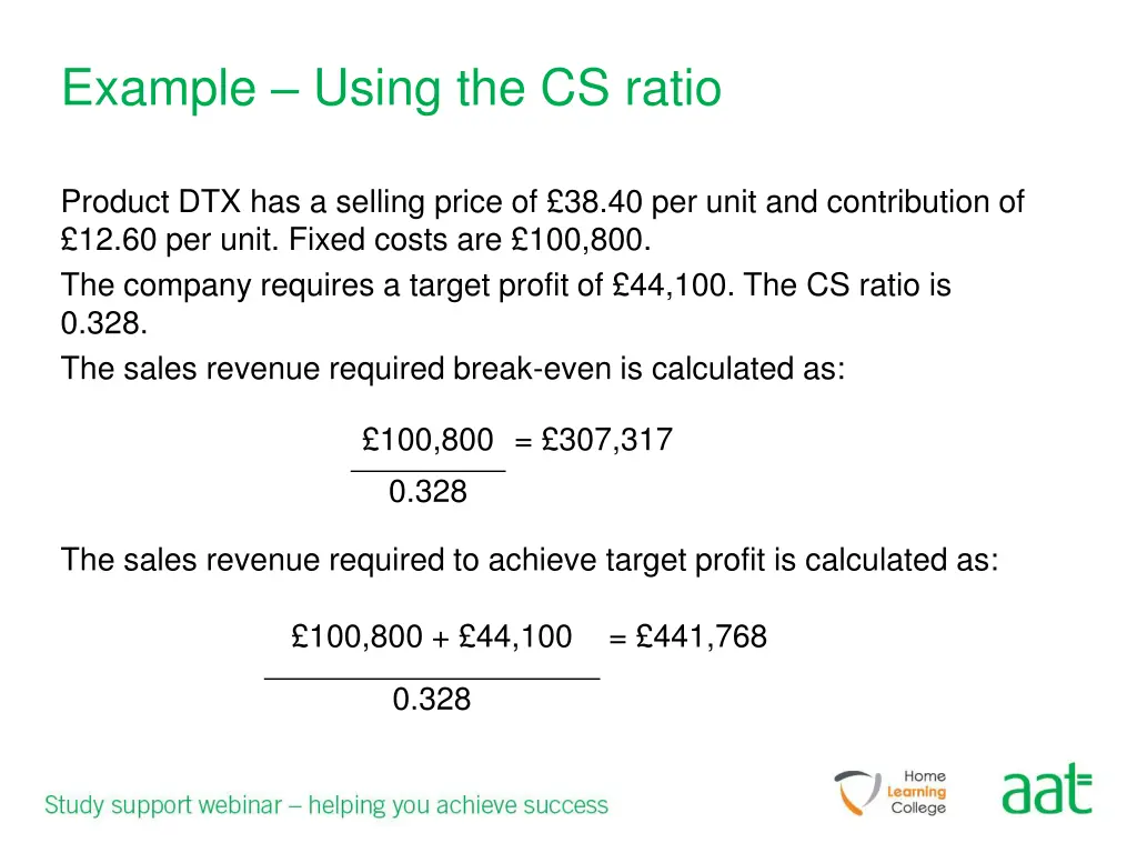 example using the cs ratio