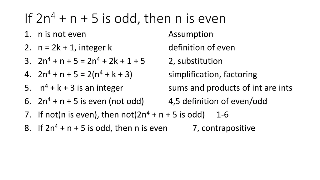 if 2n 4 n 5 is odd then n is even 1 n is not even