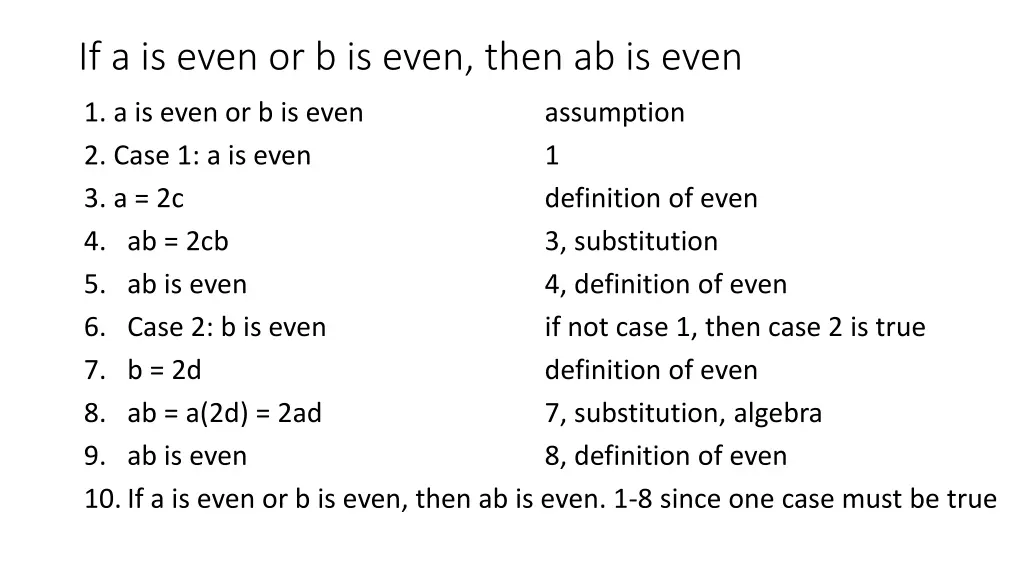 if a is even or b is even then ab is even