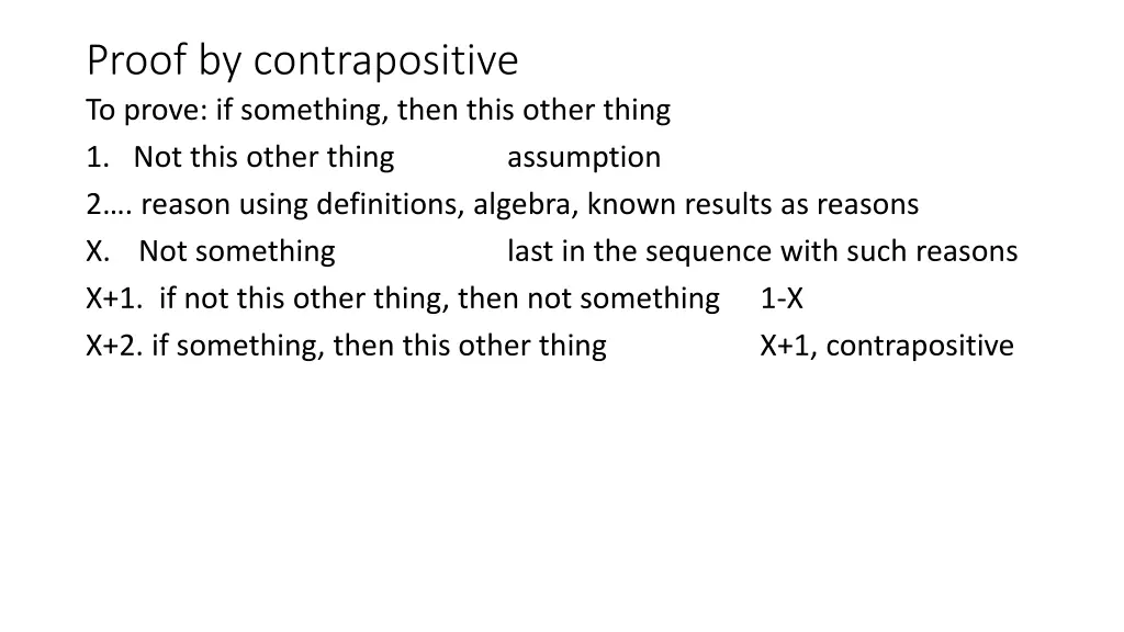 proof by contrapositive to prove if something