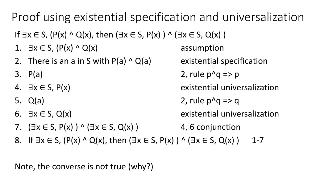 proof using existential specification