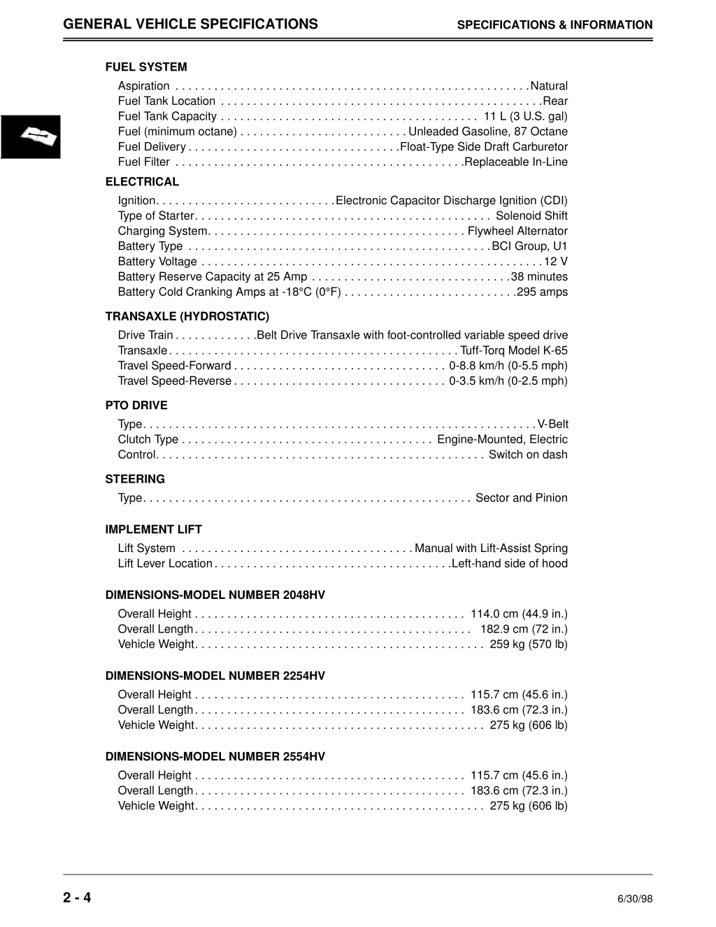 general vehicle specifications 1