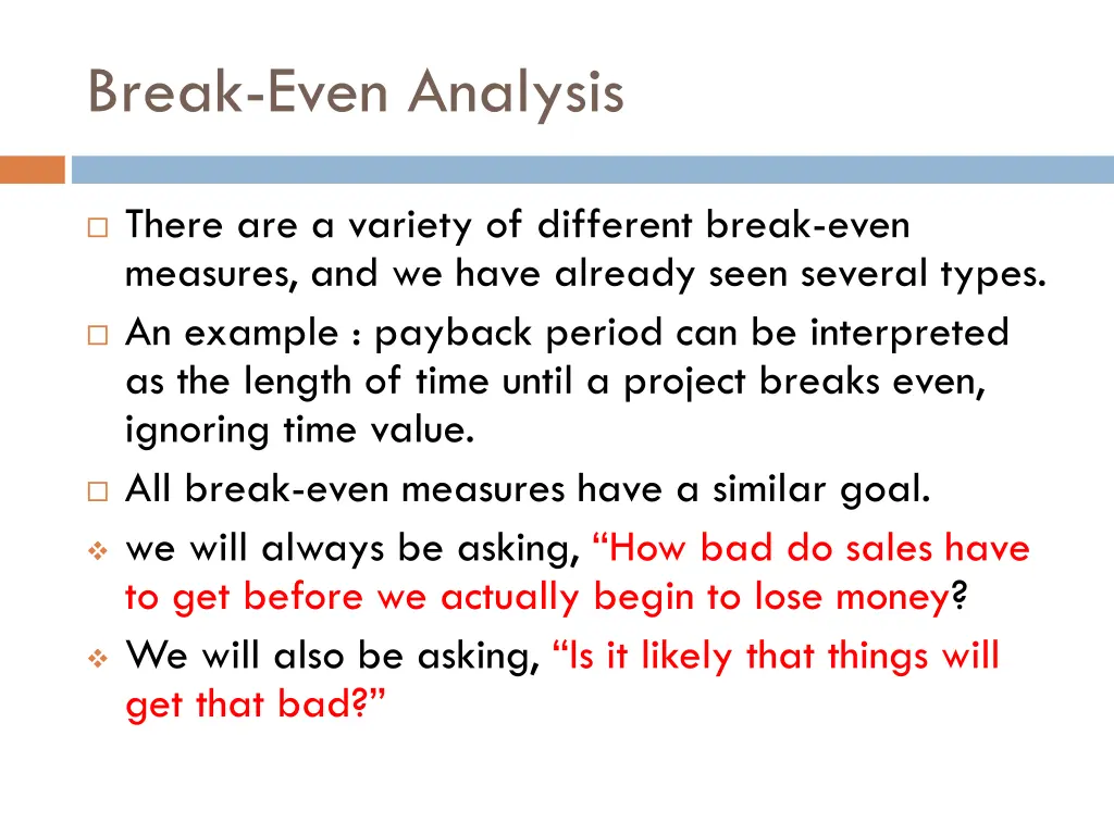 break even analysis 1